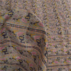 Sanskriti Vintage Sarees Gray Indian Pure Silk Printed Sari 5+yd Craft Fabric