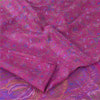 Sanskriti Vintage Sarees Hot-Pink 100% Pure Silk Printed Sari 6+yd Craft Fabric