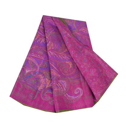 Sanskriti Vintage Sarees Hot-Pink 100% Pure Silk Printed Sari 6+yd Craft Fabric