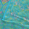 Sanskriti Vintage Sarees Blue Indian Pure Silk Printed Sari 6+yd Craft Fabric