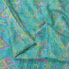 Sanskriti Vintage Sarees Blue Indian Pure Silk Printed Sari 6+yd Craft Fabric