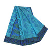 Sanskriti Vintage Sarees Blue Quilting Felting Craft Fabric Print Pure Silk Sari