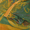 Sanskriti Vintage Sarees Green/Yellow Pure Silk Printed Sari 5+yd Craft Fabric