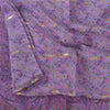 Sanskriti Vintage Sarees Purple Printed Woven Pure Silk Sari 5+yd Craft Fabric