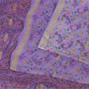 Sanskriti Vintage Sarees Purple Printed Woven Pure Silk Sari 5+yd Craft Fabric