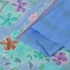 Sanskriti Vintage Sarees Blue Indian Pure Silk Printed Sari 5+yd Craft Fabric