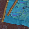 Sanskriti Vintage Sarees Blue Zari Border Pure Silk Print Sari 5+yd Craft Fabric