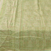 Sanskriti Vintage Sarees Olive Green Pure Silk Printed Sari 6+yd Craft Fabric