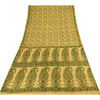 Sanskriti Vintage Sarees Yellow/Green Pure Silk Printed Sari 6+yd Craft Fabric