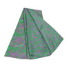 Sanskriti Vintage Sarees Green/Purple Pure Silk Printed Sari 5+yd Craft Fabric