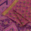 Sanskriti Vintage Sarees Pink 100%Pure Silk Printed Woven Sari 6+yd Craft Fabric