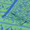 Sanskriti Vintage Sarees Green/Blue Pure Silk Printed Sari 5+yd Craft Fabric