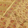 Sanskriti Vintage Sarees Beige Indian Pure Silk Printed Sari 6+yd Craft Fabric