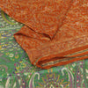 Sanskriti Vintage Sarees Orange Indian Pure Silk Printed Sari 5+yd Craft Fabric