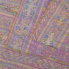 Sanskriti Vintage Sarees Shades Of Pink/Blue Pure Silk Printed Sari 5+yd Fabric