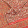 Sanskriti Vintage Sarees Cream/Red 100% Pure Silk Printed Sari 5+yd Craft Fabric