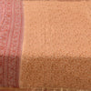 Sanskriti Vintage Sarees Peach Zari BorderPure Silk Print Sari 6+yd Craft Fabric