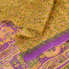 Sanskriti Vintage Sarees Yellow 100% Pure Silk Printed Sari 5+yd Craft Fabric