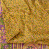 Sanskriti Vintage Sarees Yellow 100% Pure Silk Printed Sari 5+yd Craft Fabric