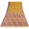 Sanskriti Vintage Sarees Yellow 100% Pure Silk Printed Sari 5+yd Craft Fabric