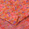 Sanskriti Vintage Sarees Orange 100% Pure Silk Printed Sari 6+yd Craft Fabric