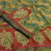 Sanskriti Vintage Sarees Green Embroidered Pure Crepe Silk Printed Sari Fabric