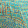 Sanskriti Vintage Sky Blue Sarees 100% Pure Crepe Silk Printed Sari Craft Fabric