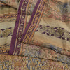 Sanskriti Vintage Sarees Multi Hand Beaded Printed Pure Crepe Sari Craft Fabric