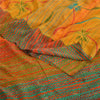 Sanskriti Vintage Sarees Indian Yellow Pure Crepe Silk Printed Sari Craft Fabric