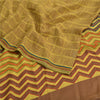 Sanskriti Vintage Sarees Heena-Green Pure Crepe Silk Print Sari 5yd Craft Fabric