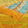 Sanskriti Vintage Sarees Yellow Pure Crepe Silk Printed Sari Floral Craft Fabric