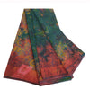 Sanskriti Vintage Sarees Tie-Dye Hand Beaded Pure Crepe Silk Sari Craft Fabric