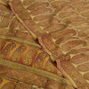 Sanskriti Vintage Sarees Saffron Pure Crepe Silk Paisley Print Sari Craft Fabric