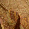 Sanskriti Vintage Sarees Saffron Pure Crepe Silk Paisley Print Sari Craft Fabric