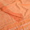 Sanskriti Vintage Sarees Peach Bandhani Print Pure Crepe Silk Sari Craft Fabric