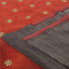 Sanskriti Vintage Sarees Gray Embroidered Printed Pure Crepe Sari Craft Fabric