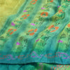 Sanskriti Vintage Sarees Blue/Green Pure Crepe Silk Printed Sari Craft Fabric