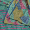 Sanskriti Vintage Sarees Indian Blue Pure Crepe Silk Printed Sari Craft Fabric