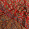 Sanskriti Vintage Sarees Pure Crepe Silk Reddish-Orange Print Sari Craft Fabric