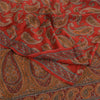 Sanskriti Vintage Sarees Pure Crepe Silk Reddish-Orange Print Sari Craft Fabric