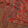 Sanskriti Vintage Sarees Pure Crepe Silk Reddish-Orange Print Sari Craft Fabric