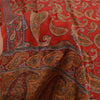 Sanskriti Vintage Sarees Pure Crepe Silk Reddish-Orange Print Sari Craft Fabric