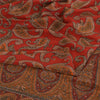 Sanskriti Vintage Sarees Pure Crepe Silk Reddish-Orange Print Sari Craft Fabric