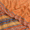 Sanskriti Vintage Sarees Orange Pure Crepe Silk Printed Sari 5yd Craft Fabric