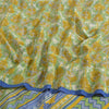 Sanskriti Vintage Sarees Green Pure Crepe Silk Printed Sari 5yd Craft Fabric