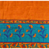 Sanskriti Vintage Sarees Orange/Blue Pure Crepe Silk Print Sari 5yd Craft Fabric