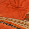 Sanskriti Vintage Sarees Orange Pure Crepe Silk Printed Sari 5yd Craft Fabric