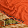 Sanskriti Vintage Sarees Orange Pure Crepe Silk Printed Sari 5yd Craft Fabric