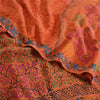 Sanskriti Vintage Sarees Rusty Orange 100% Pure Crepe Silk Printed Sari Fabric