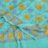 Sanskriti Vintage Sarees Green Pure Crepe Printed/Embroidery Sari Craft Fabric